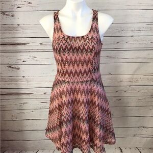 Candies Sweetheart Illusion Skate Dress SIZE MEDIUM Pink Multi Chevron NWT $48